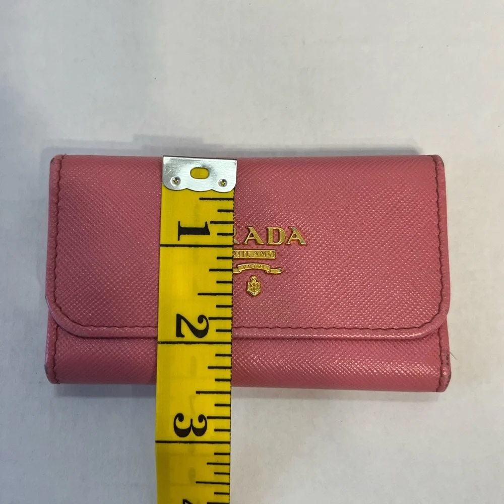 PRADA authentic Saffiano leather pink‎ key  card case with box